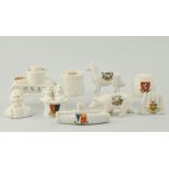 Large collection of crested ware, to include: tanks, submarines, animals, pork pie, etc., (2 boxes).