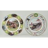 Five Coalport railway plates, including The Tractor Engine Plate,