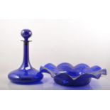 "Bristol Blue" decanter, spherical stopper, 27cm,