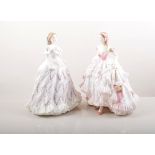 Two Royal Worcester figures, The Last Waltz and Royal Debut,