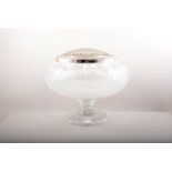 Stuart Crystal pedestal rose bowl, circular foot over the plated rose, height 26cm.