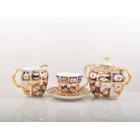 Small collection of Royal Crown Derby teaware, Imari pattern including a milk jug, 1905,