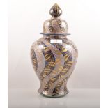 Imari pattern baluster shape covered vase, 24cm,