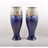 Pair of Royal Doulton stoneware vases,  of true baluster shape,