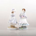 Three Royal Worcester white porcelain groups, Once Upon a Time, 23cm, New Arrival and First Steps,