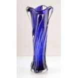 Dave Buck, a studio glass vase, 2007, of slender form, internally speckled blue and pink,