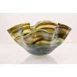 An American studio glass free form bowl, 2007, internally coloured, indistinctly signed and dated,