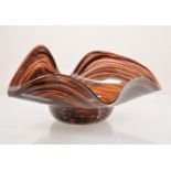 Richard Lowry, a studio glass free form bowl, 2006, central orange well,