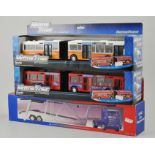 Diecast  General:  Three City bus models and three others, (6).