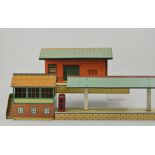 Hornby:  tin plate platform, detachable slopes, another Hornby platform buildings,