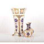 A pair of Royal Crown Derby spill vases, date cipher probably for 1924, Old Imari pattern,