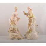 A pair of German creamy-porcelain figures, 20th Century,