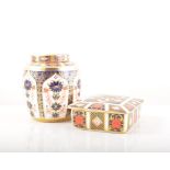 A Royal Crown Derby serpentine shape box, date cipher for 1936, Old Imari pattern,