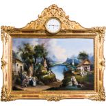 A Grande Sonnerie striking picture clock, Austrian or Bavarian, basically mid 19th Century,