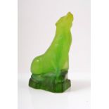 Henri Mercier for Almeric Walter, a pate-de-verre glass model of a seal, circa 1930, in green glass,