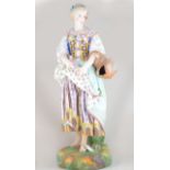A large French style bisque porcelain figure, of a young maiden, modern, carrying a broken vessel,