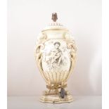 A pair of Wedgwood Creamware urn shape lamp bases, ovoid form,