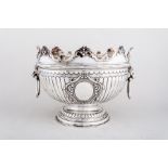 A silver pedestal Monteith-shape punch bowl, by John Round, Sheffield 1911,