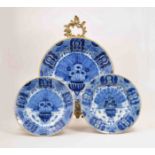 A Dutch Delft blue and white circular shallow dish, probably Three Bells Factory,