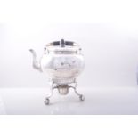 A Victorian silver spirit kettle on stand, maker's mark CF, London 1880,