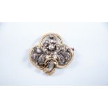 A Victorian yellow and white metal trefoil diamond set brooch,