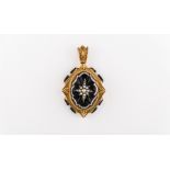 A Victorian yellow metal diamond shape pendant,