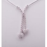 A diamond set 18 carat white gold necklace with fine 1.