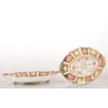 A Royal Crown Derby oval dessert dish, date cipher for 1922, Imari pattern,