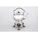 A Victorian silver spirit kettle, on stand, by Henry Holland, London 1866, in the George II style,