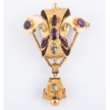 A Victorian yellow metal hollow Fleur-de-Lys design brooch,