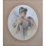 Attributed to Percy Anderson, 
Portrait of a young lady, half length,
monogrammed and dated 1889,