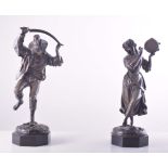 After Jean-Jacques Feuchere, a pair of bronze figures, probably French, modelled as dancers,