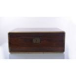 A William IV rosewood and brass banded jewellery box, oblong shape,