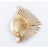 A hallmarked 14 carat yellow gold polished spray brooch,