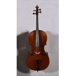 A cello, Saxony, circa 1880, 75cms two-piece back.