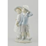 Lladro group of a boy and girl, "hand in hand", height 27cm.