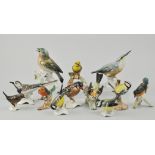 Collection of Goebels bird models, to include Yellow Hammer, Wren, Robin, Great Tit Mouse,