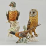 Large Goebel figure of a Kingfisher, 25cm, a Barn Owl and a Cock Pheasant, (3).