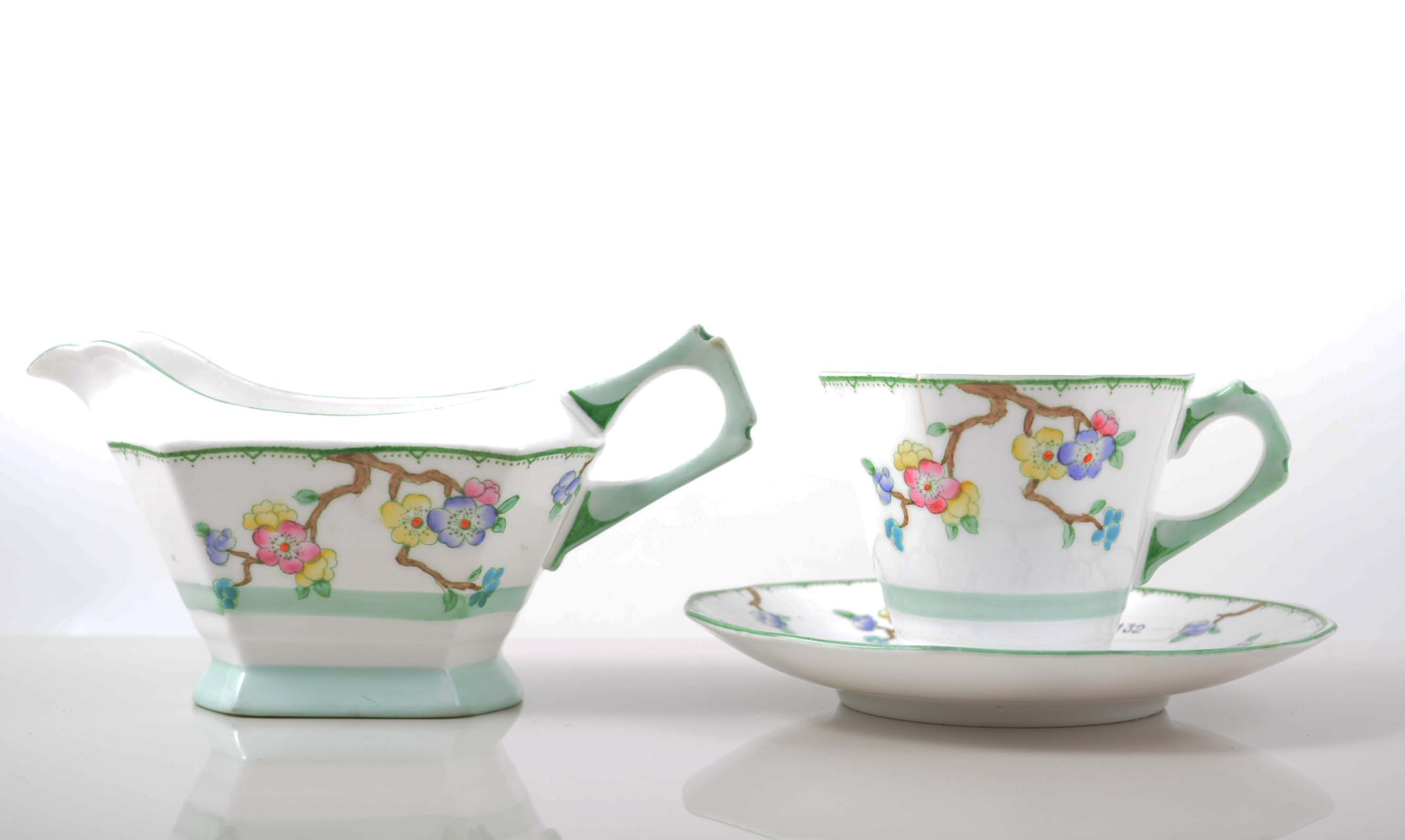 Tuscan china tea service, decorated with blossom.