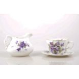 Hammersley bone china part tea set, decorated with violets.