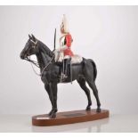 Beswick Connoisseur equestrian model, Lifeguard, wooden base, 38cm.