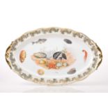 Limoges porcelain fish service, litho printed including an oval dish, 43cm and twelve plates, (13).