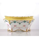 Royal Crown Derby oval basin, 1898, yellow coloured shoulder decorated with swags, width 21cm.