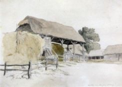 Robert Hills (1769-1844)pencil and watercolour,The Farmyard at Hoadlye near Bayham Abbey,