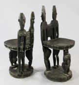 Papua New Guinea Sepik River, a near pair of 'ceremonial' figural chairs, each carved from a