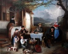 Adrien Joseph Verhoeven-Ball (Belgian 1824-1882)oil on canvas,'Le Rubins du Village',signed and