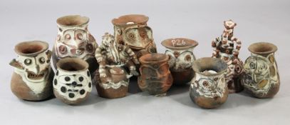 Papua New Guinea, a collection of ten Aibom Village small clay vessels, including sago jars,