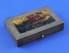 A late 19th/early 20th century Indian? silver mounted jasper snuff box, of rectangular form, the