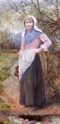 Attributed to Helen Allingham (1848-1926)watercolour,Woman standing beside a stream,initialled4.75 x