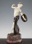 George Schrimpf (German, 1889-1938). An Art Deco alabaster and patinated bronze model of a